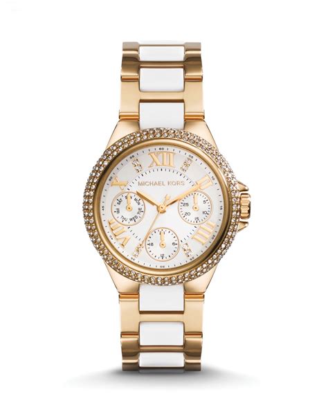 michael kors womens watch white gold|Michael Kors camille gold watch.